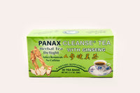 Front facing picture of a box of Panax Herbal Tea Delight with ginseng