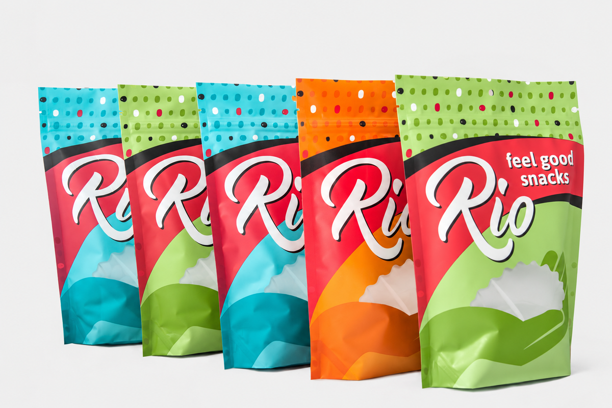 Rio five-pack: two blue, two green and one orange bag