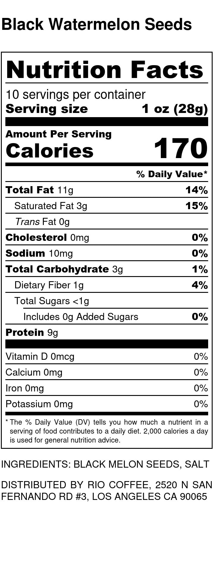 Black Watermelon Seeds - Roasted & Salted