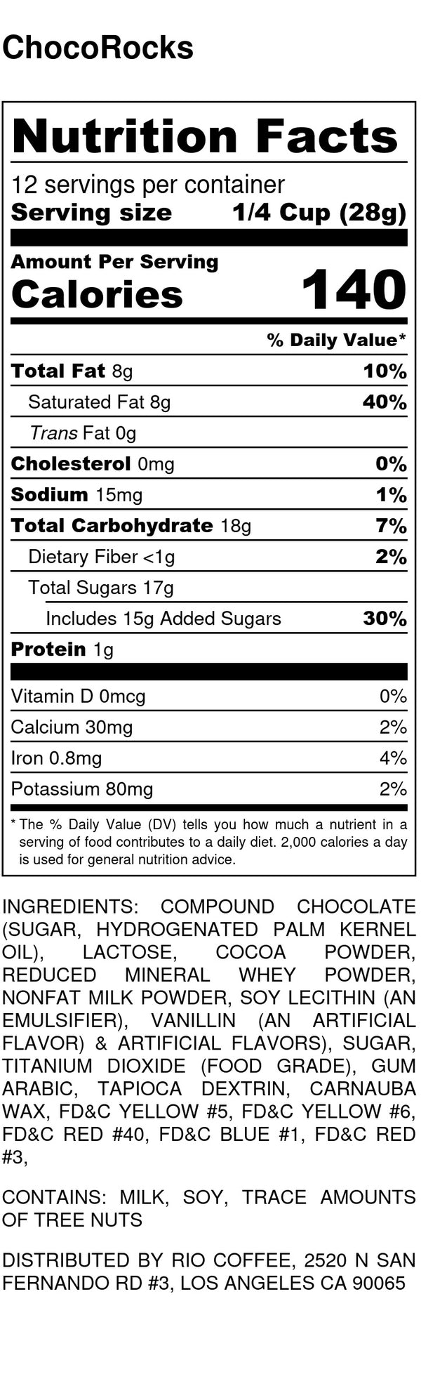 Choco Rocks Label Chocolate Rocks (Chocorocks) – Rio Foods
