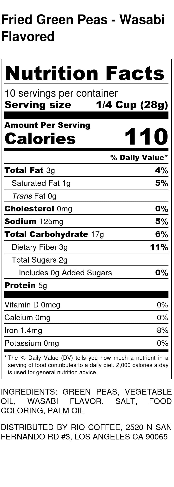 Wasabi Flavored Fried Green Peas