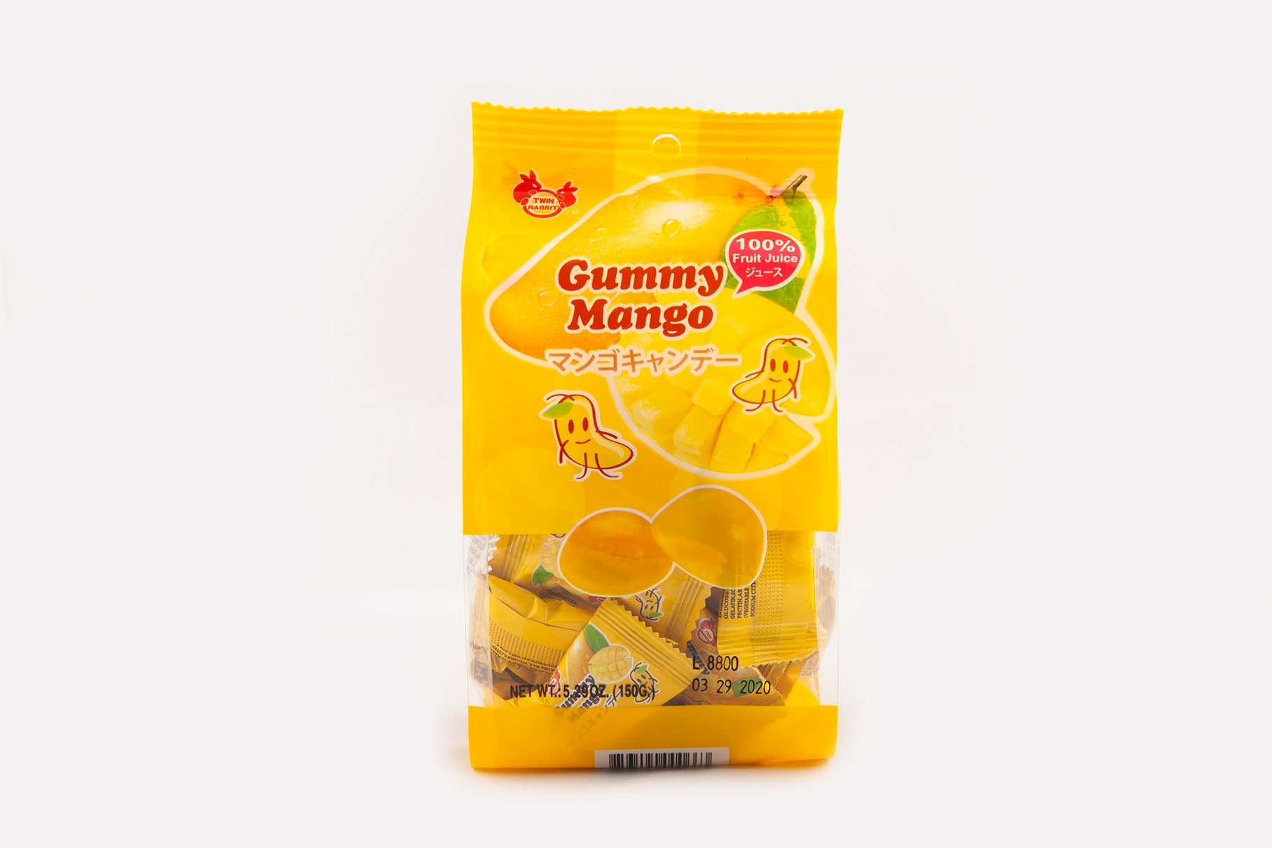 Twin Rabbit Gummy Mango Chews - Individually Wrapped