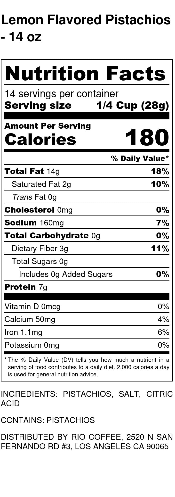 Pistachios - Roasted & Salted, Lemon Flavored