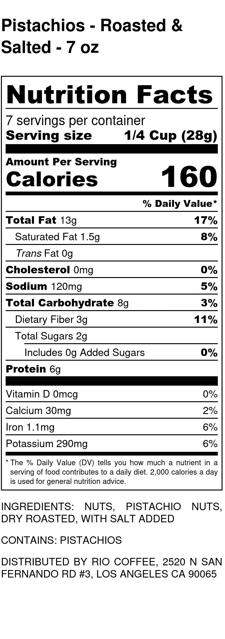 Pistachios - Roasted & Salted, Imported