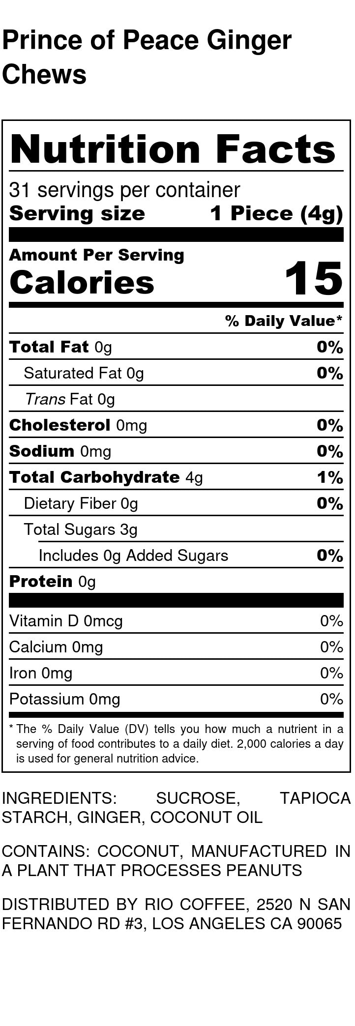 Prince of Peace Ginger Chews - 100% Natural - Original Flavor