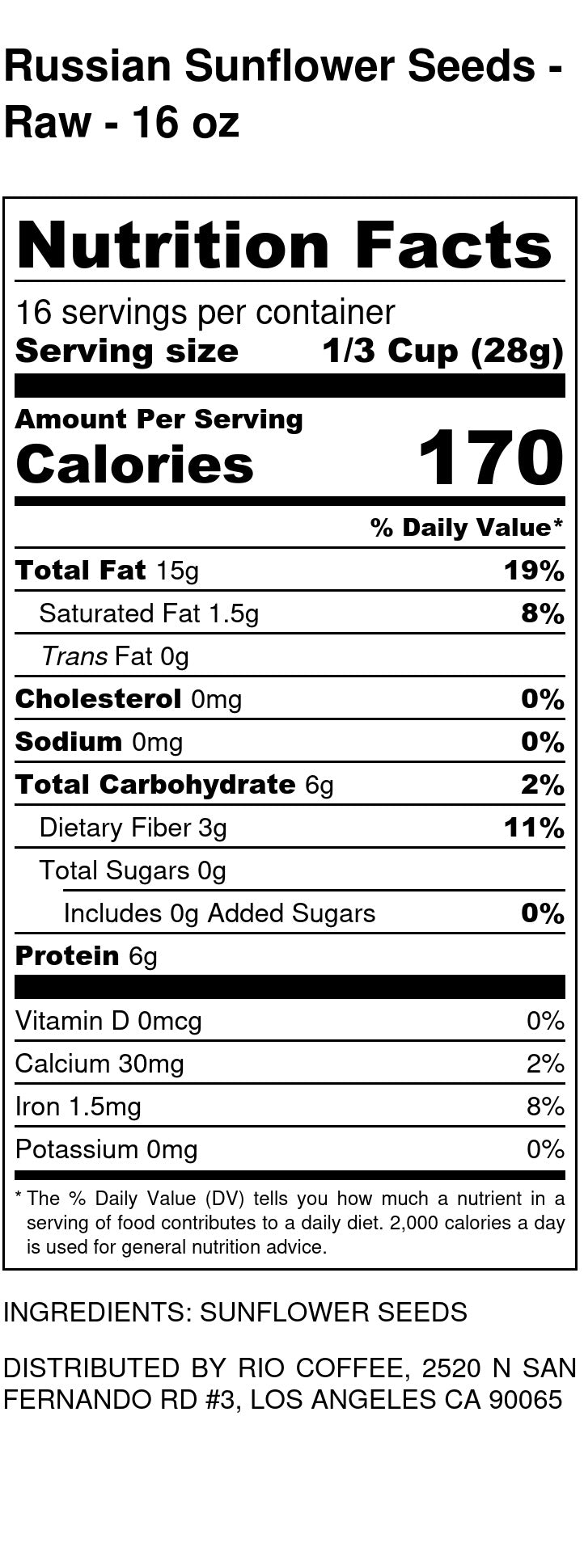 Russian Sunflower Seeds - Raw