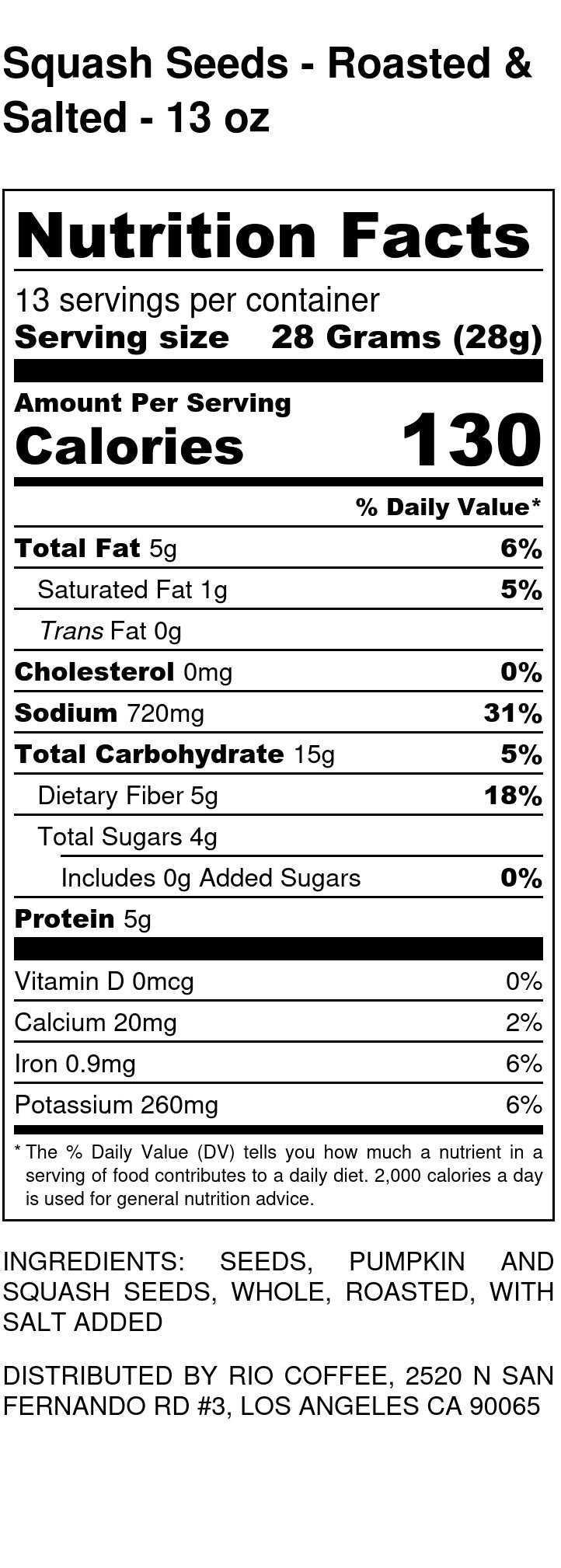 Squash (Pumpkin) Seeds - Roasted & Heavily Salted