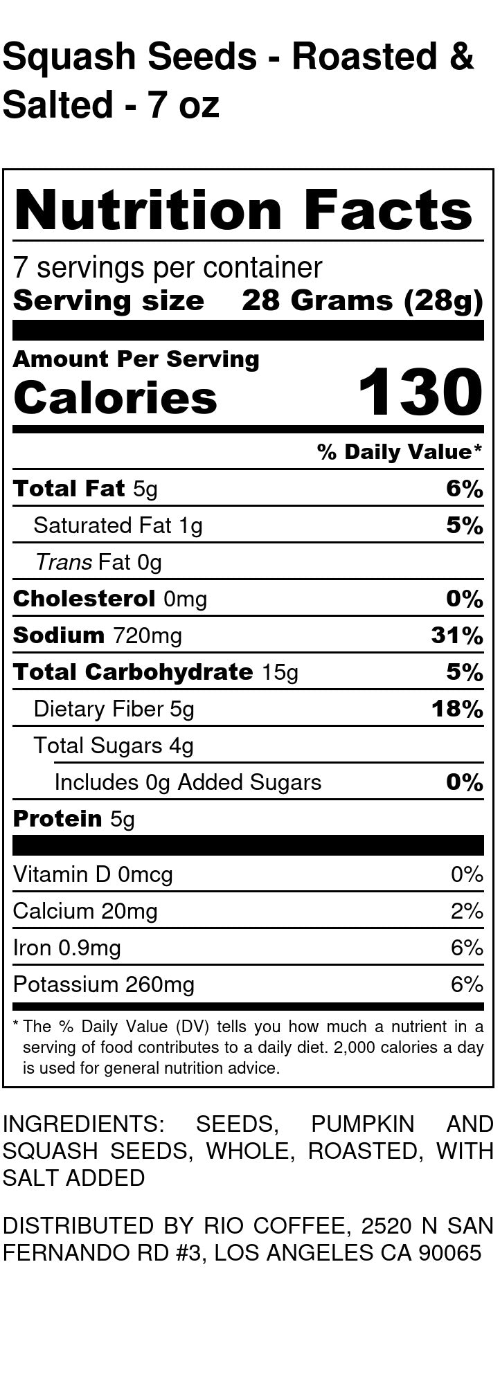Squash (Pumpkin) Seeds - Roasted & Heavily Salted